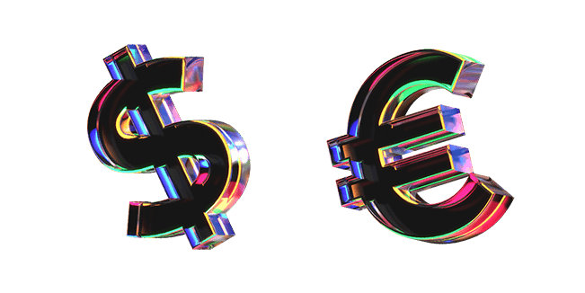 neon glass dollar & euro 3D custom cursor