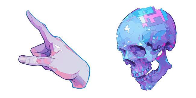 neon glitch skull custom cursor