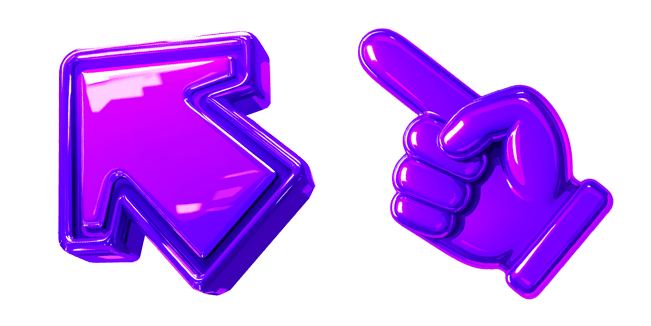 neon purple arrow & hand 3d custom cursor