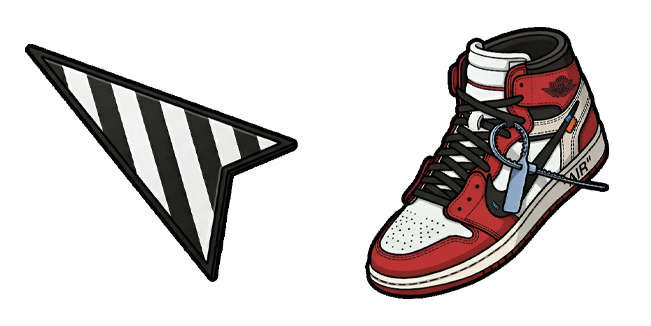 off white air jordan 1 chicago and striped arrow custom cursor