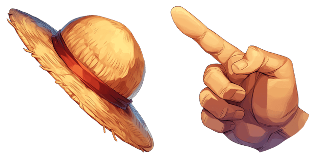 one piece monkey d luffy hat & hand custom cursor