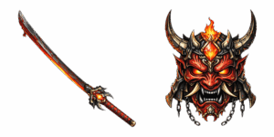Oni Katana & Demon Mask Cursor - Windows Cursors - Sweezy