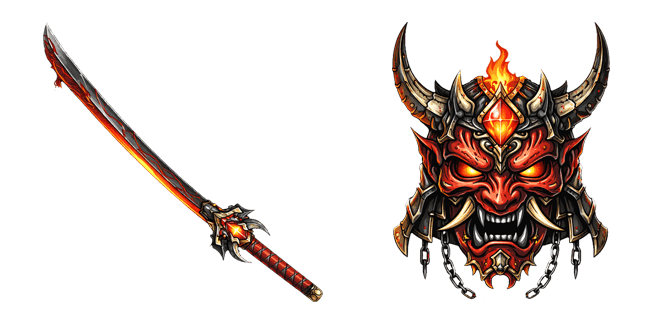 oni katana demon mask custom cursor
