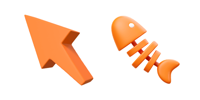 orange arrow & fishbone 3D custom cursor