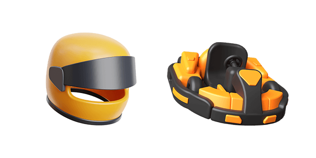 orange helmet & go kart 3D custom cursor