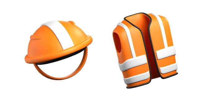 orange safety helmet & vest 3D custom cursor