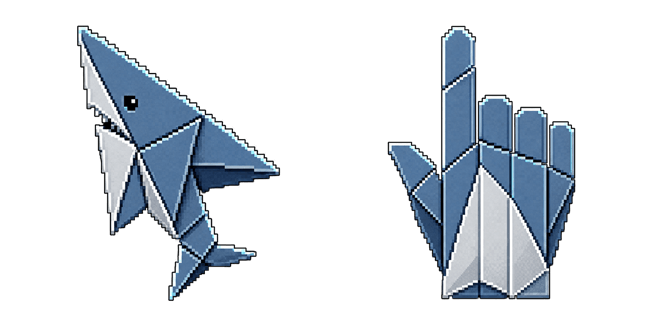 origami shark pixel custom cursor