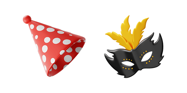 party hat & carnival mask 3D custom cursor