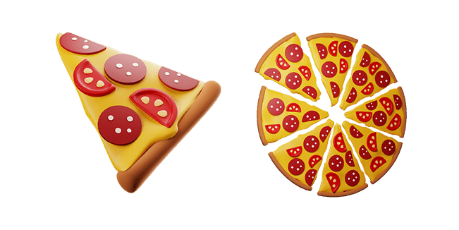 pepperoni pizza slice & sliced pizza 3D custom cursor