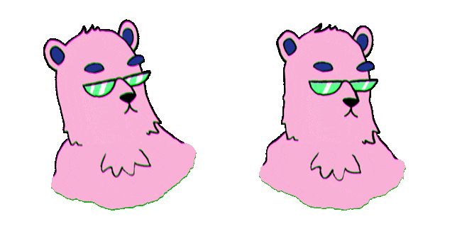 pink bear in glasses animated custom cursor