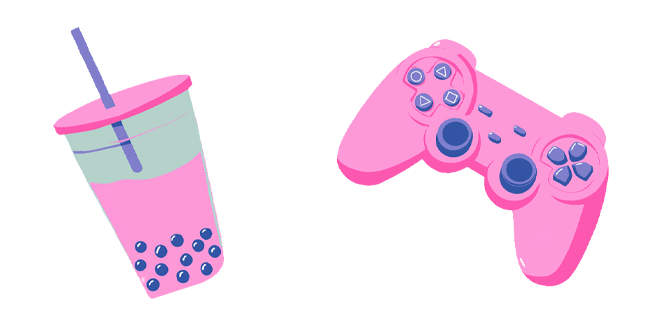 pink boba drink & game controller custom cursor