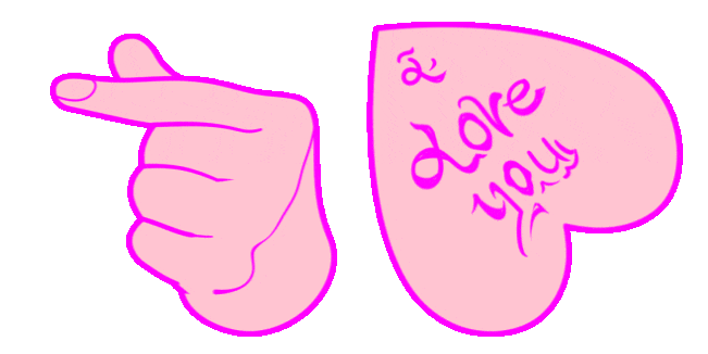 pink hand love heart animated custom cursor
