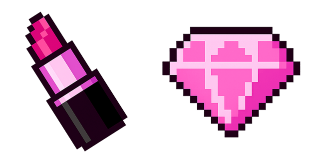 pink lipstick diamond pixel custom cursor