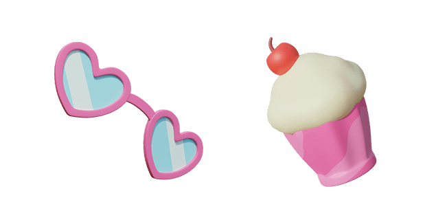 pink party glasses & cupcake 3D custom cursor