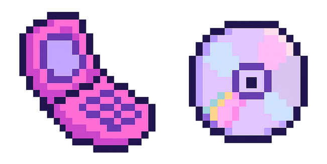 pink phone compact disk pixel custom cursor