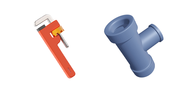 pipe wrench & industrial pipe 3D custom cursor