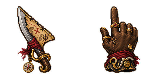 pirate dagger captain hand pixel custom cursor