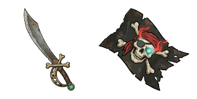 pirate sword and jolly roger flag custom cursor