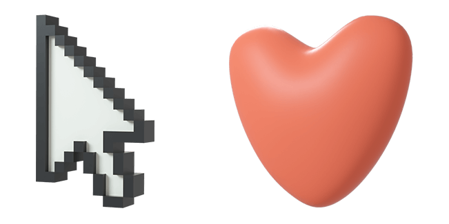 pixel arrow heart 3d custom cursor