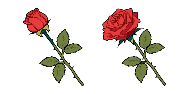 red rose bud and blooming flower custom cursor