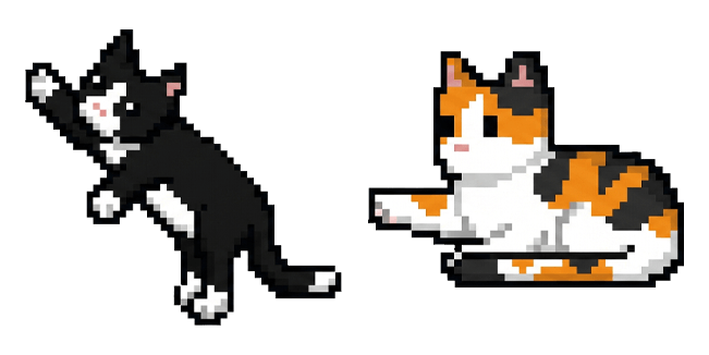 pixel tuxedo cat and calico cat custom cursor
