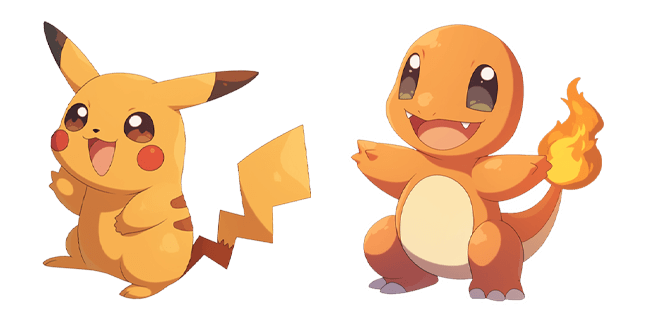 pokemon adorable pikachu & charmander custom cursor