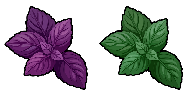 green & purple basil leaves custom cursor