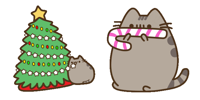 Pusheen the Cat & Christmas Tree Animated Cursor - Sweezy