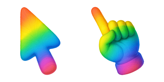 rainbow arrow & hand 3D custom cursor