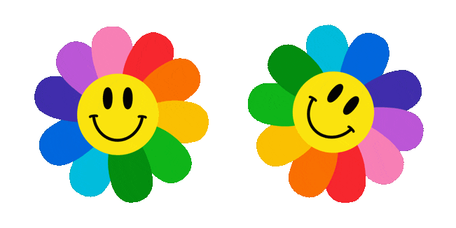 rainbow flower smiley face animated custom cursor