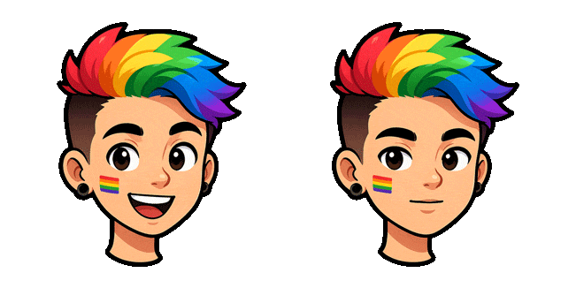 rainbow pride boy winking animated custom cursor