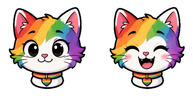 rainbow pride cat winking animated custom cursor