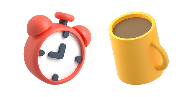 red alarm clock & orange coffee mug 3D custom cursor
