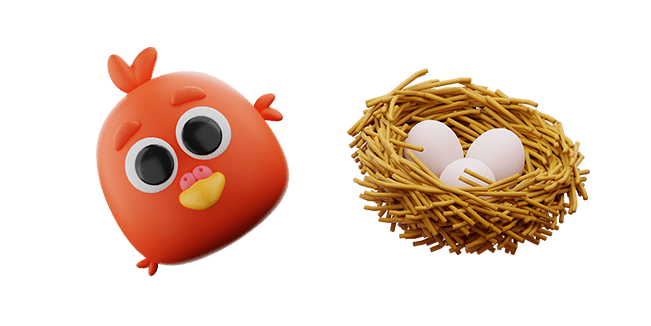 red bird & bird nest 3D custom cursor