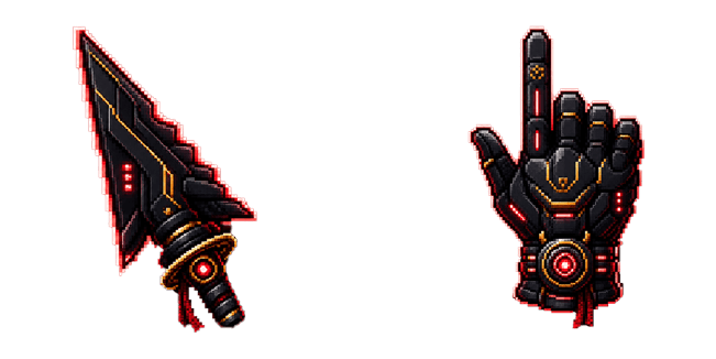 red cyber samurai arrow blade hand pixel custom cursor