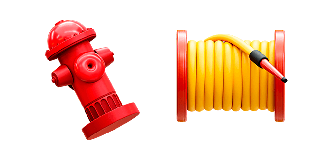 red fire hydrant & fire hose 3D custom cursor