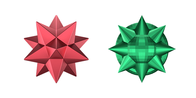 red & green abstract shape star 3D custom cursor