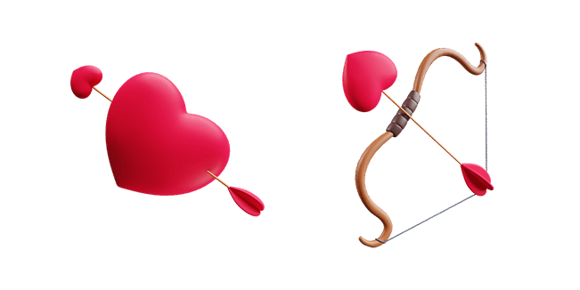 red heart & cupid arrow 3D custom cursor