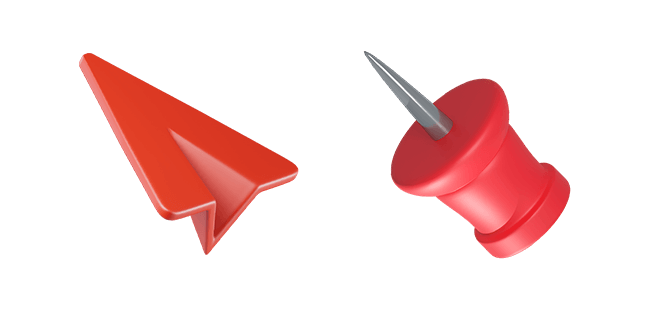 red paper plane & paper pin 3D custom cursor