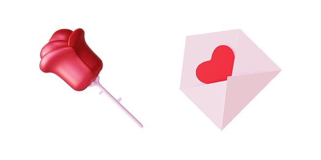 red rose & love letter 3D custom cursor