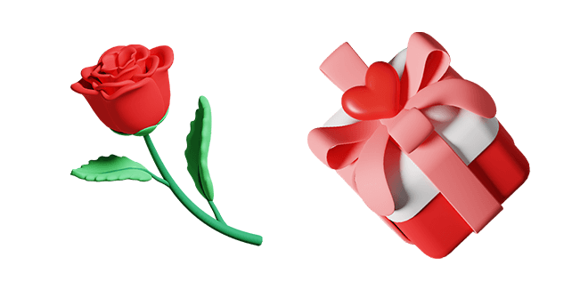 red rose & lovely gift 3D custom cursor
