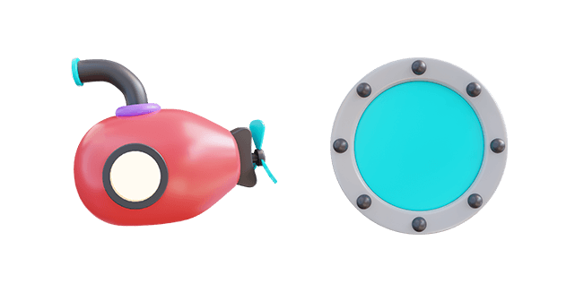 red submarine & porthole 3D custom cursor