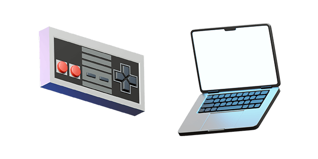 retro gamepad & macbook 3D custom cursor