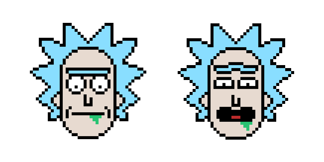 rick and morty rick head pixel animated custom cursor