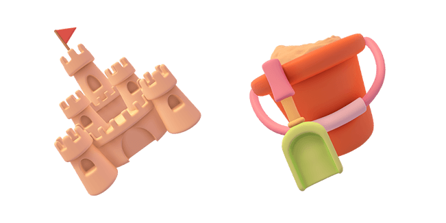 sand castle & sand bucket 3D custom cursor