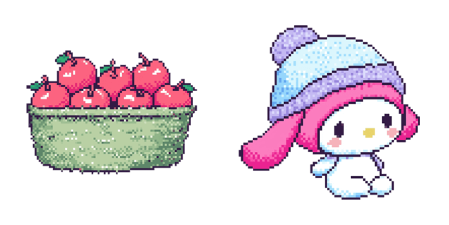 sanrio fall my melody apples pixel custom cursor