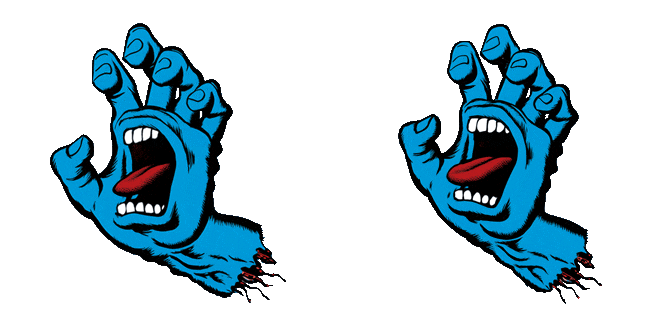 santa cruz screaming hand animated custom cursor