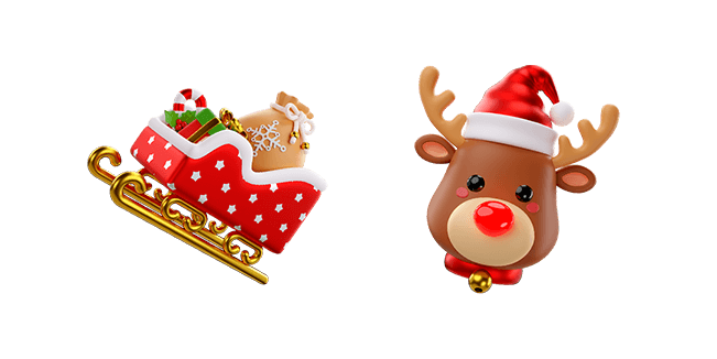santa sleigh & reindeer 3D custom cursor