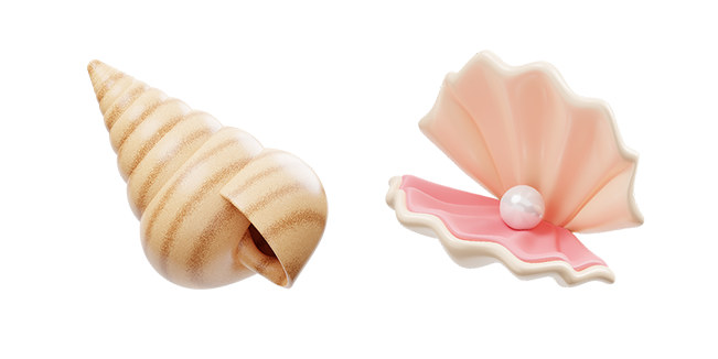 sea shell & pearl shell 3D custom cursor