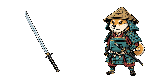 shiba inu samurai katana animated custom cursor